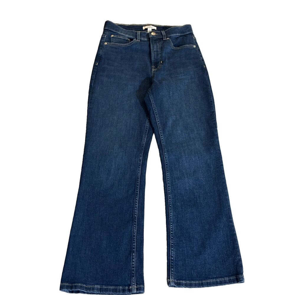 SPANX Women's Dark Wash Blue Denim Bootcut Jeans Stretch 5-Pocket Size 10